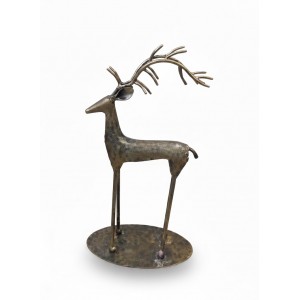 Dekorační sob – zlatý antik, kovový, 28 cm