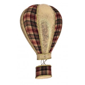 Dekorativní látkový balón – zlatá & káro, 28 cm