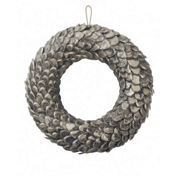 Hnědý věneček z přírodního dřeva – 52 cm