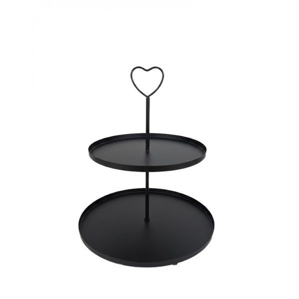 Černý dvoupatrový etažér 48 cm