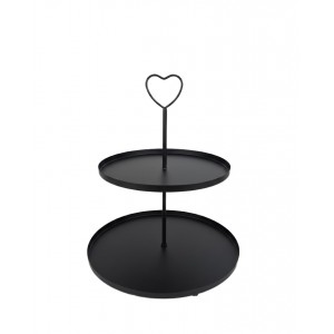 Černý dvoupatrový etažér 48 cm