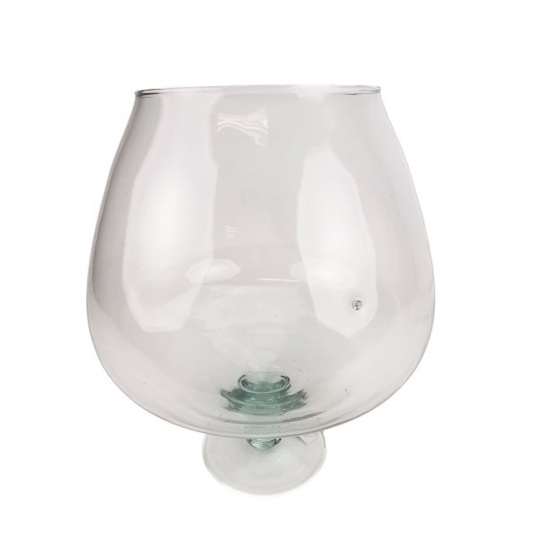 Skleněná váza na stopce z recyklovaného skla 26x22,5 cm, 2. jakost