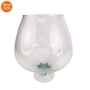 Skleněná váza na stopce z recyklovaného skla 26x22,5 cm, 2. jakost