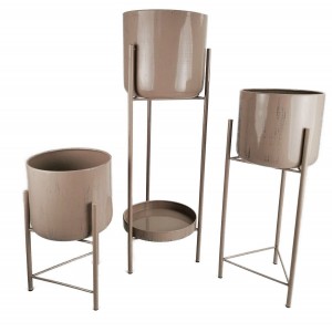 M Sada 3 spojených stojanů na květiny - pískový lesklý povrch (30,45 a 60 cm)