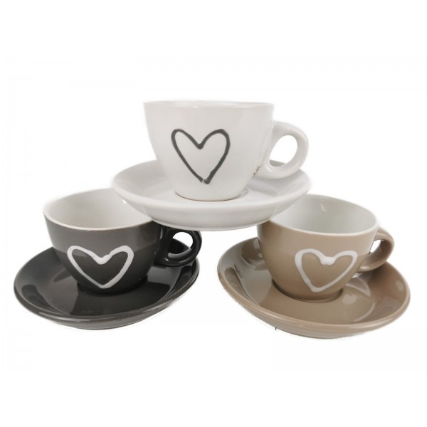 Hrnek espresso s podtalířkem, mix barev, balení 3 ks