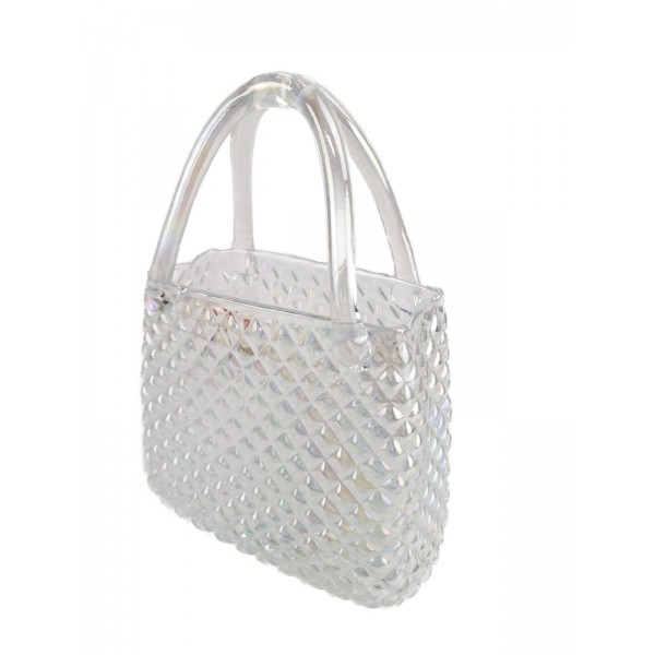 Skleněná váza ve tvaru kabelky perleť, 28 cm
