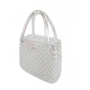 Skleněná váza ve tvaru kabelky perleť, 28 cm