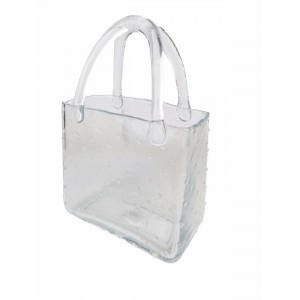 Skleněná váza ve tvaru kabelky s puntíky, 26 cm