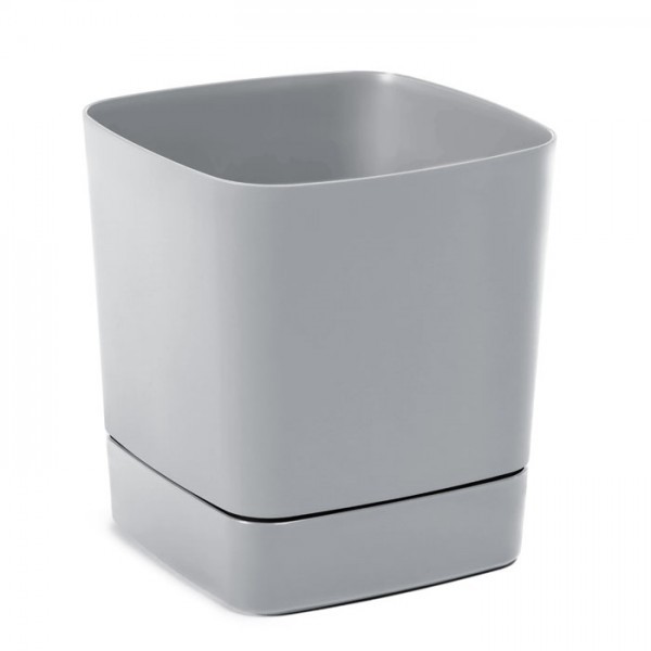 Plastový květináč s podmiskou CLIMA 160×160 mm – šedý