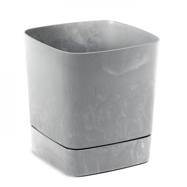 Plastový květináč s podmiskou CLIMA 160×160 mm – šedý beton