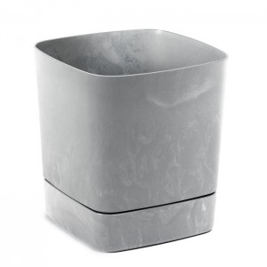 Plastový květináč s podmiskou CLIMA 160×160 mm – šedý beton