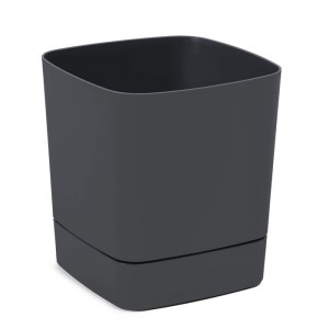 Plastový květináč s podmiskou CLIMA 160×160 mm – antracit