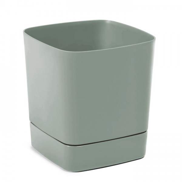 Plastový květináč s podmiskou CLIMA 160×160 mm – šedozelený