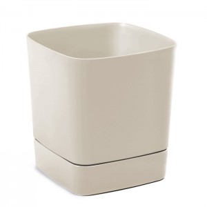 Plastový květináč s podmiskou CLIMA 160×160 mm – béžový