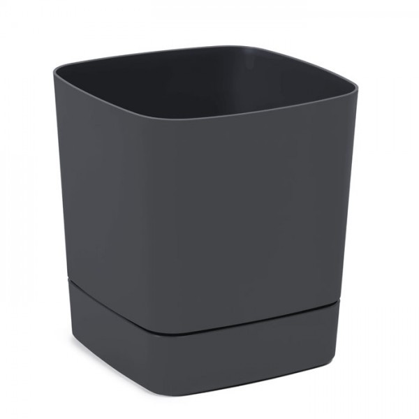 Plastový květináč s podmiskou CLIMA 190×190 mm – antracit