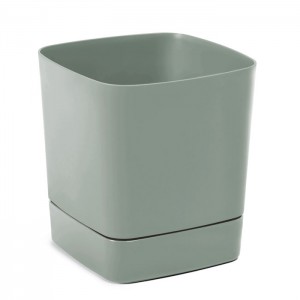 Plastový květináč s podmiskou CLIMA 190×190 mm – šedozelený