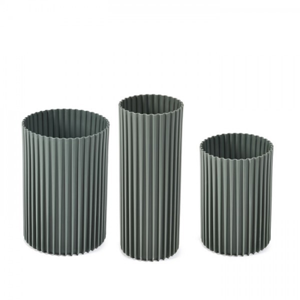 Sada 3 ks plastových váz NEMO - šedozelené