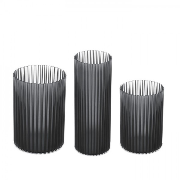 Sada 3 ks plastových váz NEMO - kouřové