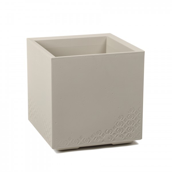Plastový květináč Karo eco recycled efekt beton 400x400x400 mm, béžový beton new