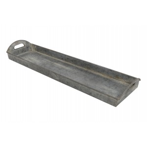 Kovový obdélníkový podnos s ušima Buse M – zinkový 53 cm