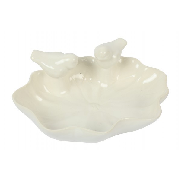 Keramické pítko pro ptáky Ginkgo S – bílé 18,2 cm