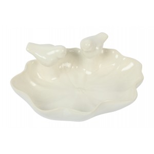 Keramické pítko pro ptáky Ginkgo S – bílé 18,2 cm