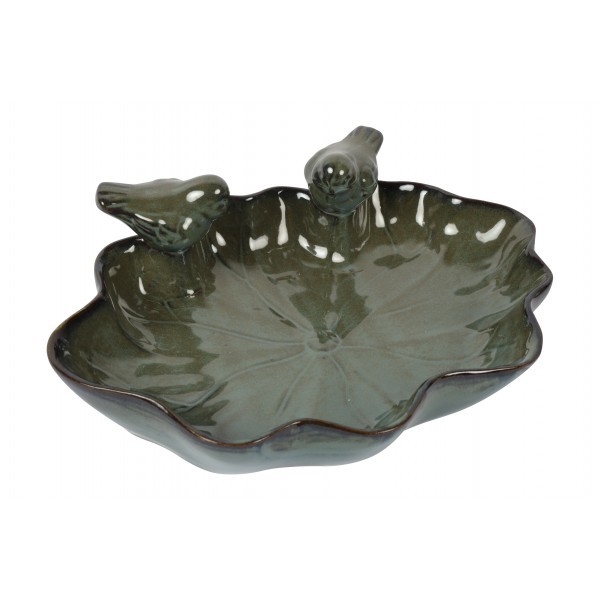 Keramické pítko pro ptáky Ginkgo L – modré 25,7 cm