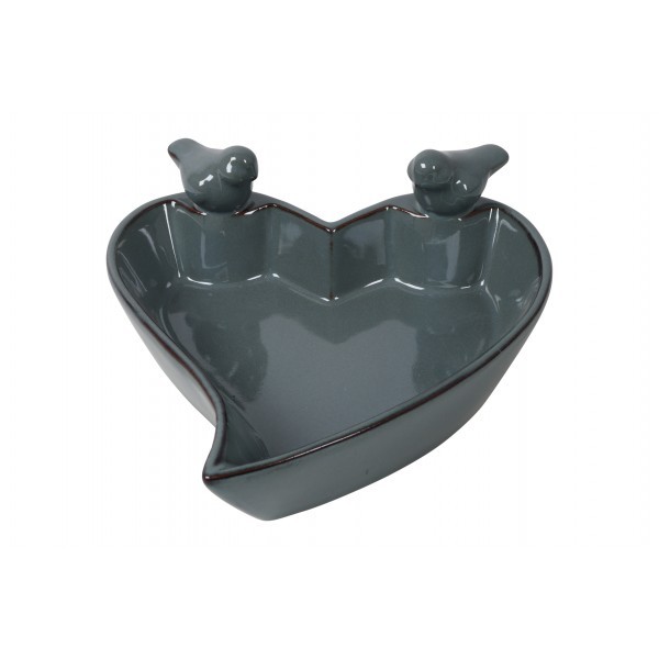 Keramické pítko pro ptáky ve tvaru srdce Tilda S – modré 20 cm