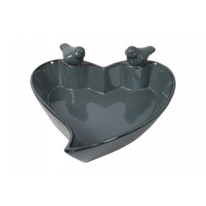 Keramické pítko pro ptáky ve tvaru srdce Tilda L – modré 24,5 cm