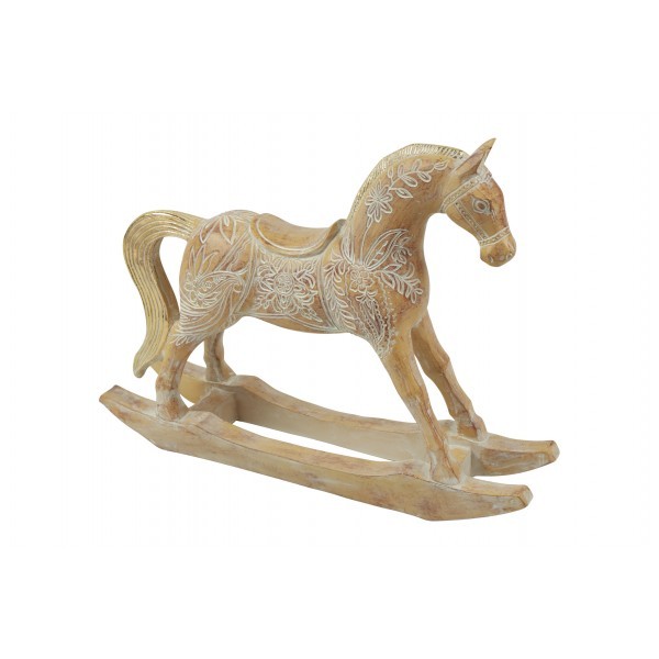 Houpací koník Amado L – zlatý, polystone, 28 cm