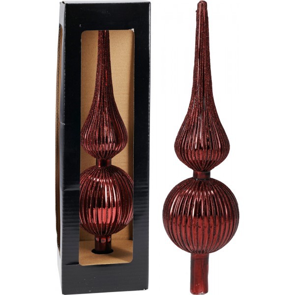 Skleněná vánoční špice v burgundy barvě - 30,5 cm