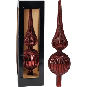 Skleněná vánoční špice v burgundy barvě - 30,5 cm