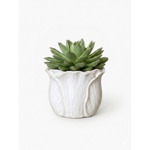 Keramický květináč Ø 14 cm okvětní lístky – bílá/krémová