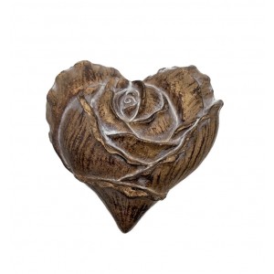 Rezavé / bronzové srdce růže –10,8 × 10,4 × 3,6 cm, polyresin, sada 6 ks