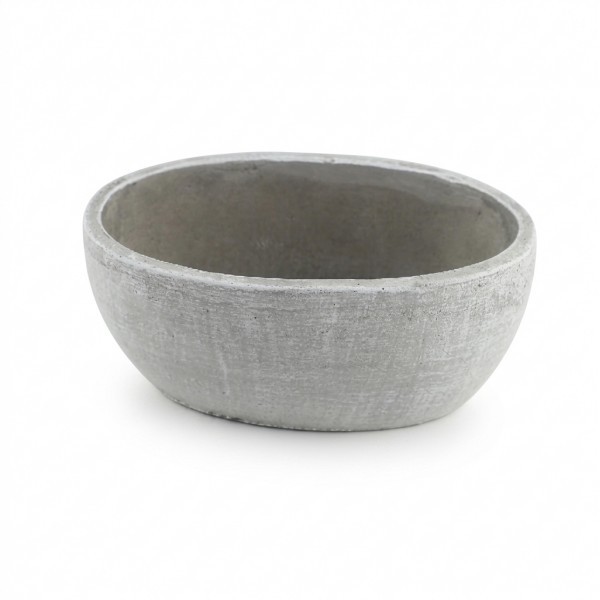 Květináč oválný - šedý cement, 22 × 14,5 × 9 cm