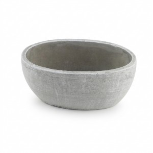 Květináč oválný - šedý cement, 22 × 14,5 × 9 cm