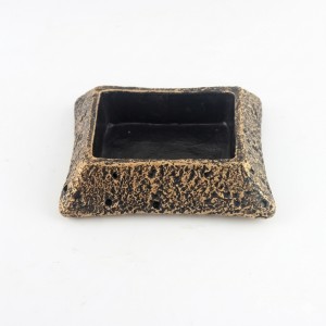 Květináč hranatý nízký – zlatý cement, 20 × 15,5 × 5,5 cm