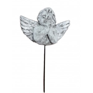 Zápich anděl, sada 2 ks,  šedostříbrný cement - 10 × 3 × 17,5 cm