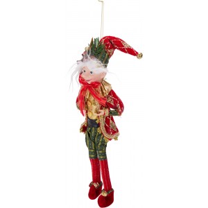 Vánoční závěsný elf – 30 cm, s pohyblivými končetinami