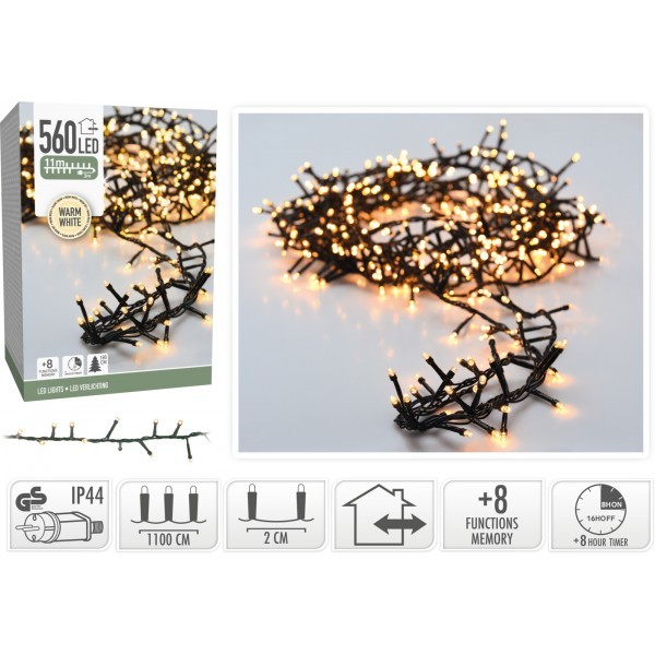Vánoční LED světelný řetěz – had, 560 LED, 11 m, teplá bílá