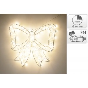 Dekorativní LED mašle z kovového drátu 38 x 33 cm – 500 teplých bílých LED