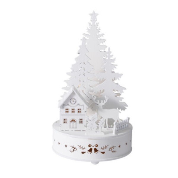 Stolní dřevěný LED stromeček B, 20 cm, 8 LED, teplé bílé světlo, časovač