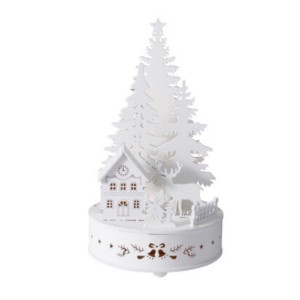 Stolní dřevěný LED stromeček B, 20 cm, 8 LED, teplé bílé světlo, časovač