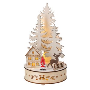 Dřevěný stromeček B, LED, časovač, 20 cm