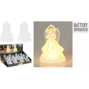 Akrylový LED anděl 15 cm - 1 LED, teplé bílé světlo