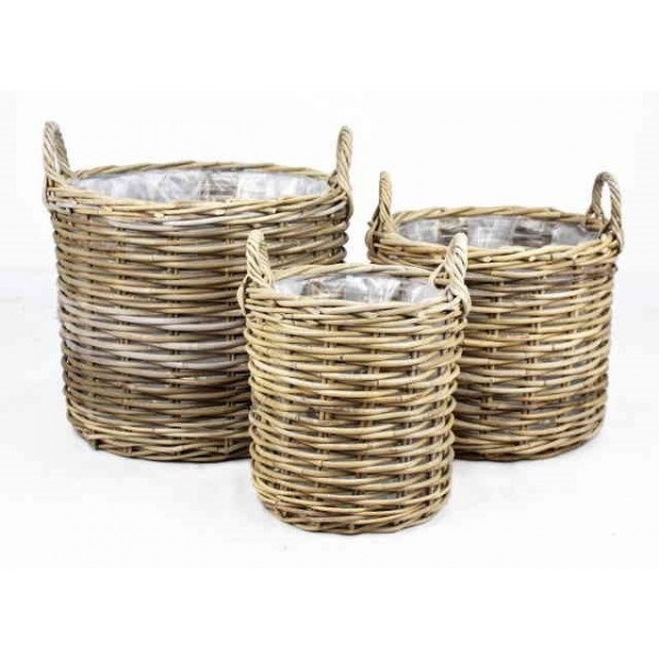 Ratanové koše Basket Grey – sada 3 ks
