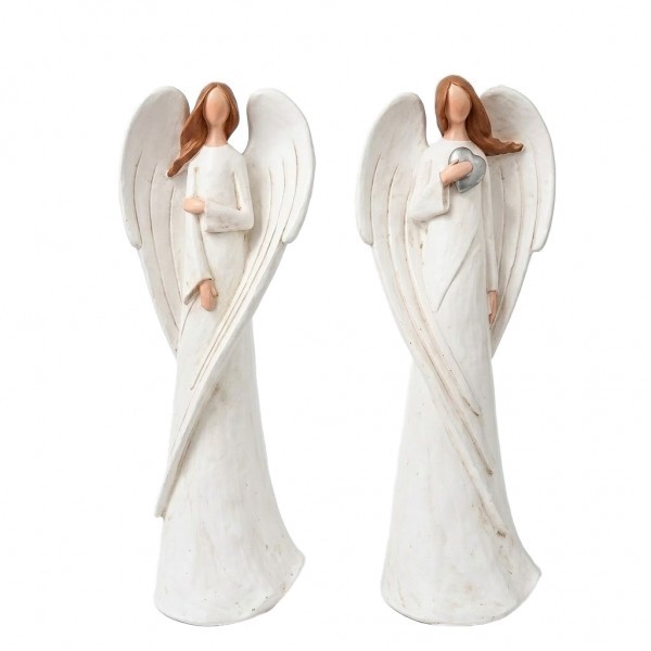 Anděl Anabell polyresin mix  - bílý, 19,5 cm, sada 2ks