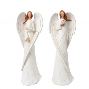 Anděl Anabell polyresin mix  - bílý, 19,5 cm, sada 2ks