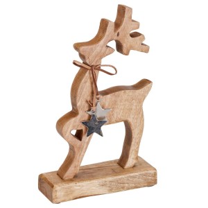 Dekorativní dřevěný sob s hvězdičkou A, 26 cm