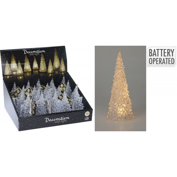 Vánoční akrylový LED stromeček 12 cm, sada 6 ks